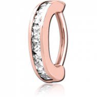 ROSE GOLD PVD COATED SURGICAL STEEL CRYSTALINE JEWELLED BELLY CLICKER PIERCING