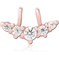 ROSE GOLD PVD COATED SURGICAL STEEL SLIDING JEWELLED CHARM FOR HINGED SEGMENT RING - FIVE CIRCLE