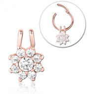 ROSE GOLD PVD COATED SURGICAL STEEL SLIDING JEWELLED CHARM FOR HINGED SEGMENT RING