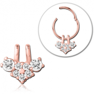 ROSE GOLD PVD COATED SURGICAL STEEL SLIDING JEWELLED CHARM FOR HINGED SEGMENT RING