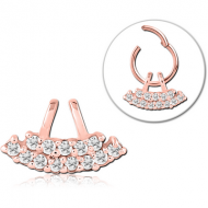 ROSE GOLD PVD COATED SURGICAL STEEL SLIDING JEWELLED CHARM FOR HINGED SEGMENT RING