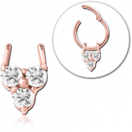 ROSE GOLD PVD COATED SURGICAL STEEL SLIDING JEWELLED CHARM FOR HINGED SEGMENT RING