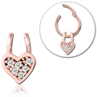 ROSE GOLD PVD COATED SURGICAL STEEL SLIDING JEWELLED CHARM FOR HINGED SEGMENT RING