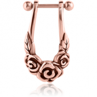 ROSE GOLD PVD COATED SURGICAL STEEL CARTILAGE SHIELD - ROSES