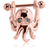 ROSE GOLD PVD COATED SURGICAL STEEL SWAROVSKI CRYSTAL JEWELLED CARTILAGE SHIELD - SQUID
