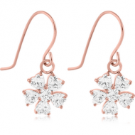 ROSE GOLD PVD COATED SURGICAL STEEL JEWELLED EARRINGS - FLOWER