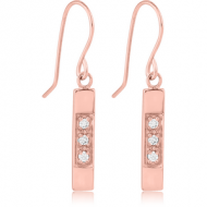ROSE GOLD PVD COATED SURGICAL STEEL JEWELLED EARRINGS - RHOMBUS