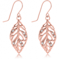 ROSE GOLD PVD COATED SURGICAL STEEL EARRINGS - BIG LEAFS
