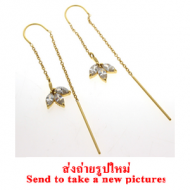 ROSE GOLD PVD COATED SURGICAL STEEL CHAIN JEWELLED EARRINGS PAIR - LEAF