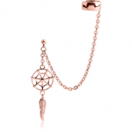 ROSE GOLD PVD COATED SURGICAL STEEL EAR CUFF CHAIN WITH DREAM CHATCHER