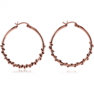 ROSE GOLD PVD COATED SURGICAL STEEL TWISTED WIRE EARRINGS