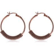 ROSE GOLD PVD COATED SURGICAL STEEL WIRE HOOP EARRINGS