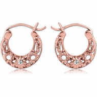 ROSE GOLD PVD COATED SURGICAL STEEL JEWELLED HOOP EARRINGS