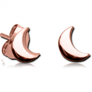ROSE GOLD PVD COATED SURGICAL STEEL EAR STUDS PAIR - CRESENT