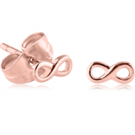 ROSE GOLD PVD COATED SURGICAL STEEL EAR STUDS PAIR - INFINITY