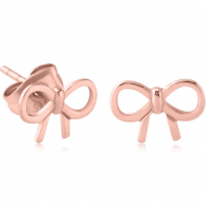 ROSE GOLD PVD COATED SURGICAL STEEL EAR STUDS PAIR - BOW