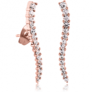 ROSE GOLD PVD COATED SURGICAL STEEL JEWELLED EAR STUDS PAIR