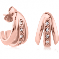 ROSE GOLD PVD COATED SURGICAL STEEL JEWELLED EAR STUDS PAIR - BUTTERFLY