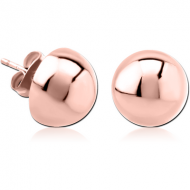 ROSE GOLD PVD COATED SURGICAL STEEL EAR STUDS PAIR - SEMICIRCLE