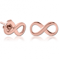 ROSE GOLD PVD COATED SURGICAL STEEL EAR STUDS PAIR - INFINITY