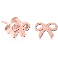 ROSE GOLD PVD COATED SURGICAL STEEL EAR STUDS - BOW