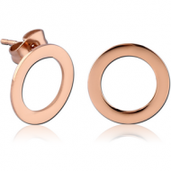 ROSE GOLD PVD SURGICAL STEEL EAR STUDS PAIR - O