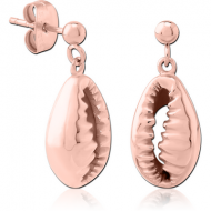 ROSE GOLD PVD COATED SURGICAL STEEL EAR STUDS PAIR - SHELL