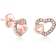 ROSE GOLD PVD COATED SURGICAL STEEL JEWELLED EAR STUDS PAIR