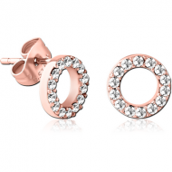 ROSE GOLD PVD COATED SURGICAL STEEL JEWELLED EAR STUDS PAIR