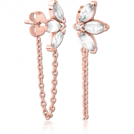 ROSE GOLD PVD COATED SURGICAL STEEL JEWELLED EAR STUDS PAIR