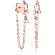 ROSE GOLD PVD COATED SURGICAL STEEL JEWELLED EAR STUDS PAIR