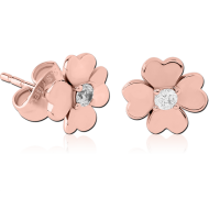 ROSE GOLD PVD COATED SURGICAL STEEL EAR STUDS PAIR - FLOWER