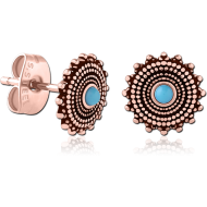 ROSE GOLD PVD COATED SURGICAL STEEL JEWELLED EAR STUDS PAIR