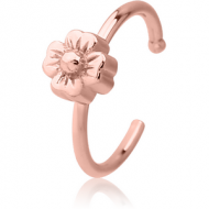 ROSE GOLD PVD COATED SURGICAL STEEL OPEN NOSE RING - FLOWER