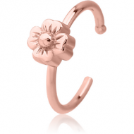 ROSE GOLD PVD COATED SURGICAL STEEL OPEN NOSE RING - FLOWER PIERCING