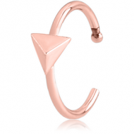 ROSE GOLD PVD COATED SURGICAL STEEL OPEN NOSE RING - TRIANGLE PIERCING