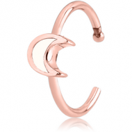 ROSE GOLD PVD COATED SURGICAL STEEL OPEN NOSE RING WITH ENAMEL - CRESCENT