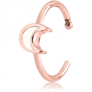 ROSE GOLD PVD COATED SURGICAL STEEL OPEN NOSE RING WITH ENAMEL - CRESCENT PIERCING