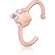 ROSE GOLD PVD COATED SURGICAL STEEL JEWELLED OPEN NOSE RING - STAR AND GEM PIERCING