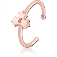 ROSE GOLD PVD COATED SURGICAL STEEL OPEN NOSE RING - TRIPLE STAR PIERCING