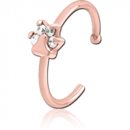 ROSE GOLD PVD COATED SURGICAL STEEL JEWELLED OPEN NOSE RING - ANIMAL PAW PIERCING