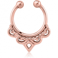 ROSE GOLD PVD COATED SURGICAL STEEL FAKE SEPTUM RING - FILIGREE PIERCING