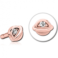 ROSE GOLD PVD COATED SURGICAL STEEL JEWELLED PUSH FIT ATTACHMENT FOR BIOFLEX INTERNAL LABRET - HALF OPEN EYE PIERCING