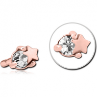 ROSE GOLD PVD COATED SURGICAL STEEL JEWELLED PUSH FIT ATTACHMENT FOR BIOFLEX INTERNAL LABRET - STAR AND GEM PIERCING