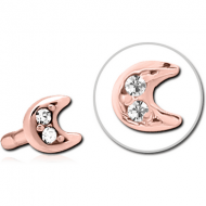 ROSE GOLD PVD COATED SURGICAL STEEL JEWELLED PUSH FIT ATTACHMENT FOR BIOFLEX INTERNAL LABRET - CRESCENT PRONGS PIERCING