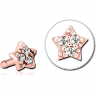 ROSE GOLD PVD COATED SURGICAL STEEL JEWELLED PUSH FIT ATTACHMENT FOR BIOFLEX INTERNAL LABRET - STAR PRONGS PIERCING