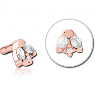 ROSE GOLD PVD COATED SURGICAL STEEL JEWELLED PUSH FIT ATTACHMENT FOR BIOFLEX INTERNAL LABRET PIERCING