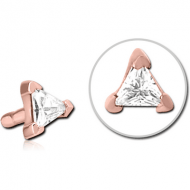 ROSE GOLD PVD COATED SURGICAL STEEL JEWELLED PUSH FIT ATTACHMENT FOR BIOFLEX INTERNAL LABRET - TRIANGLE PIERCING