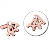 ROSE GOLD PVD COATED SURGICAL STEEL JEWELLED PUSH FIT ATTACHMENT FOR BIOFLEX INTERNAL LABRET - WEB PIERCING