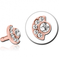 ROSE GOLD PVD COATED SURGICAL STEEL JEWELLED PUSH FIT ATTACHMENT FOR BIOFLEX INTERNAL LABRET - MOON AND STARS PIERCING